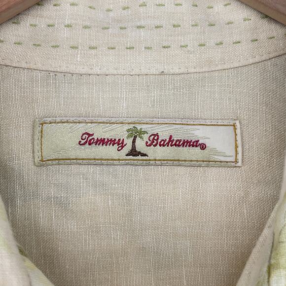 TOMMY BAHAMA Shirt Mens M Linen Floral Hibiscus Tropical Camp Short Sleeve Green - Picture 4 of 13